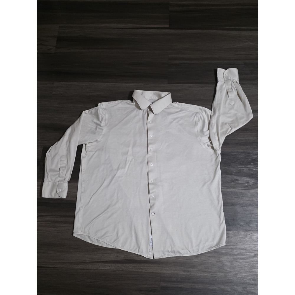 Cremieux Dress Shirt Mens 18 35 Slim Fit Non-Iron 100 Pima Cotton Button Up
